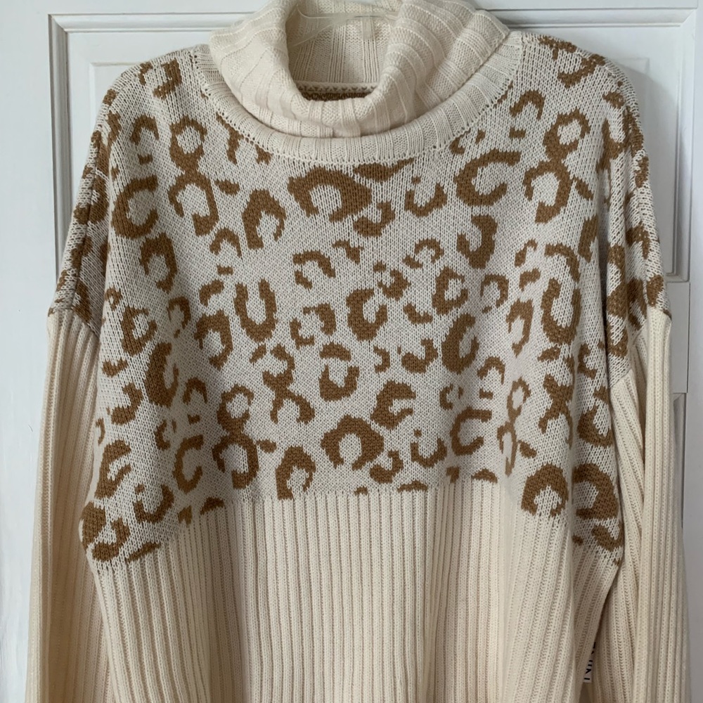 Nine West leopard print cowl neck sweater